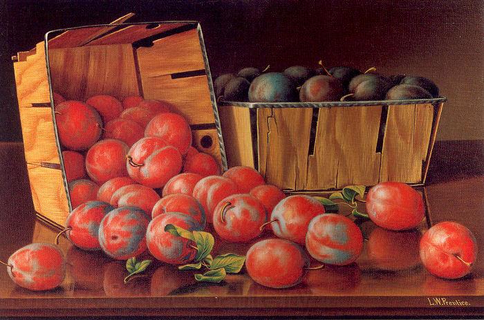 Prentice, Levi Wells Baskets of Plums on a Tabletop Norge oil painting art
